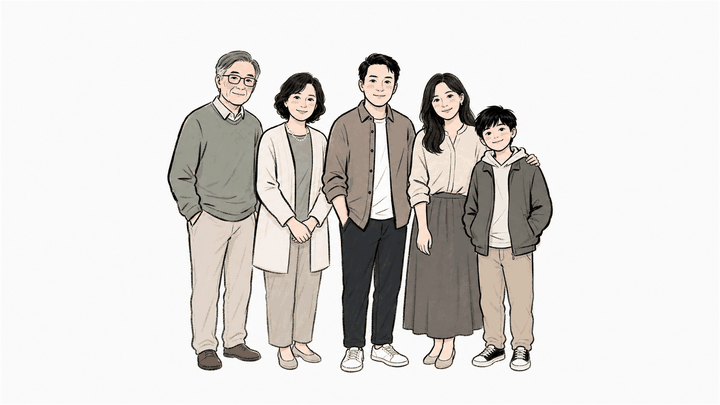 跨年代家庭合像情境示意